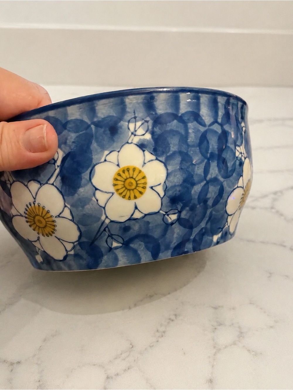Yokohama Studio Blue & White Floral Ceramic Serving Bowl 7.5”